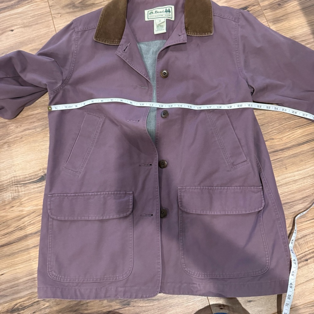 LLBean Barn Jacket Coat Vintage Purple Jacket with Corduroy Brown Collar - Picture 4 of 9